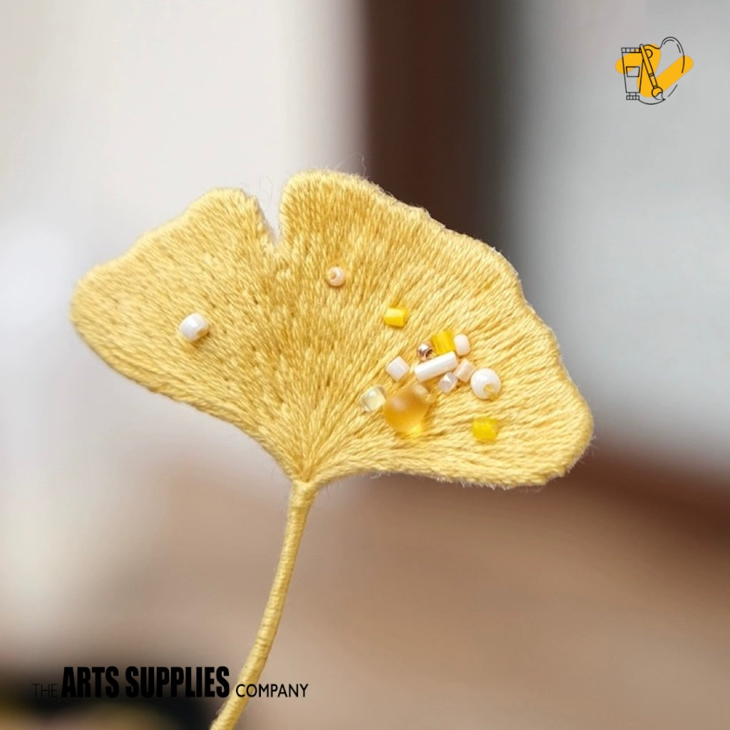 Embroidery Kit | Yellow Ginkgo Brooch