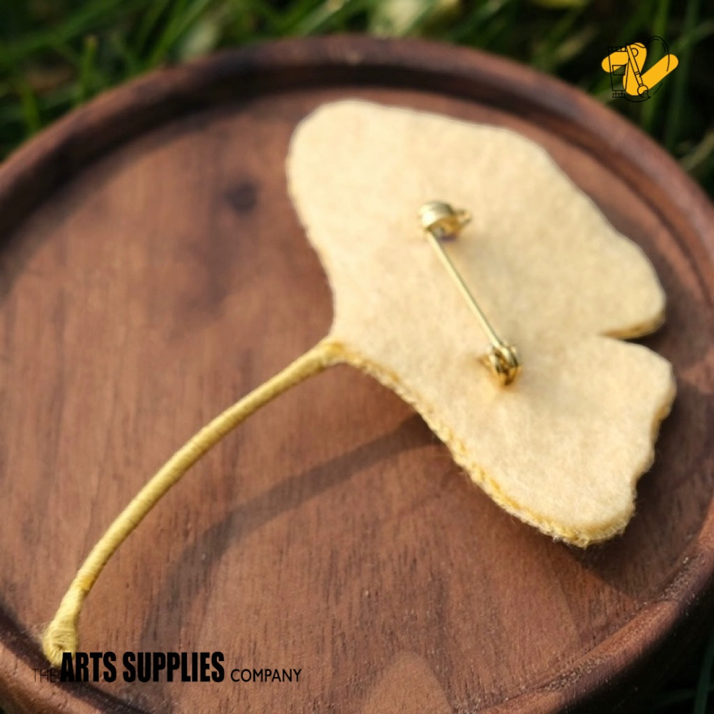 Embroidery Kit | Yellow Ginkgo Brooch