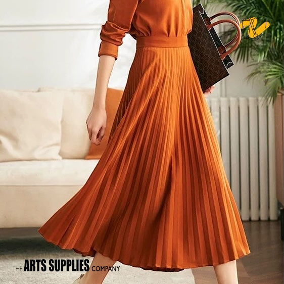 Tangerine Shirt-Style Pleated Skirt A-Line One-Piece Dress