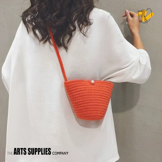 Tangerine Knit Bucket Bag