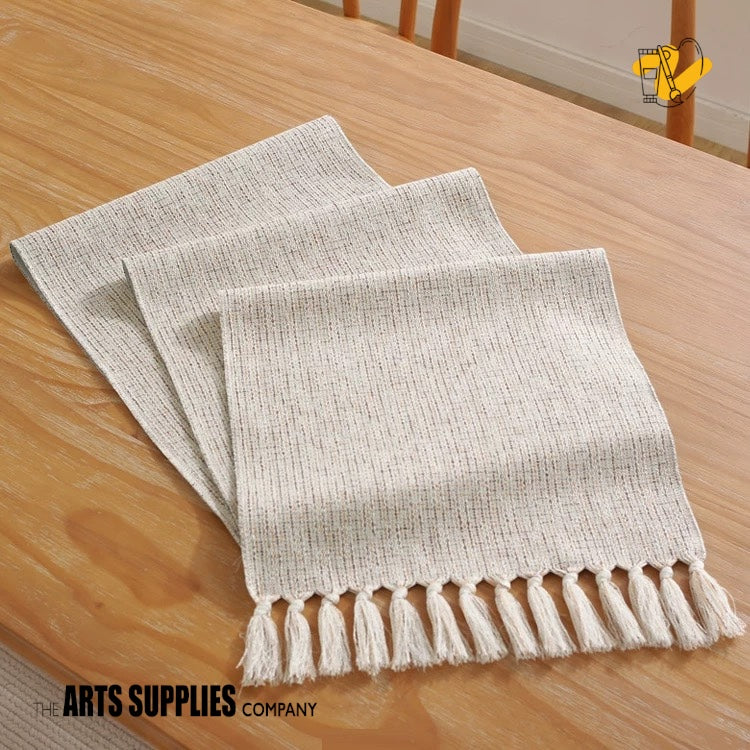 Linen/Cotton Blend Table Runner with Tassels