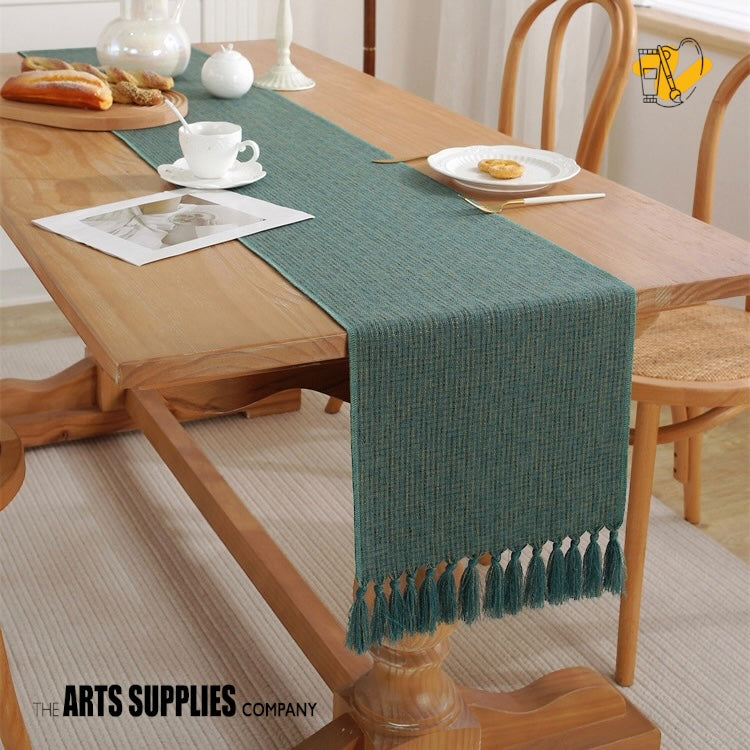 Linen/Cotton Blend Table Runner with Tassels