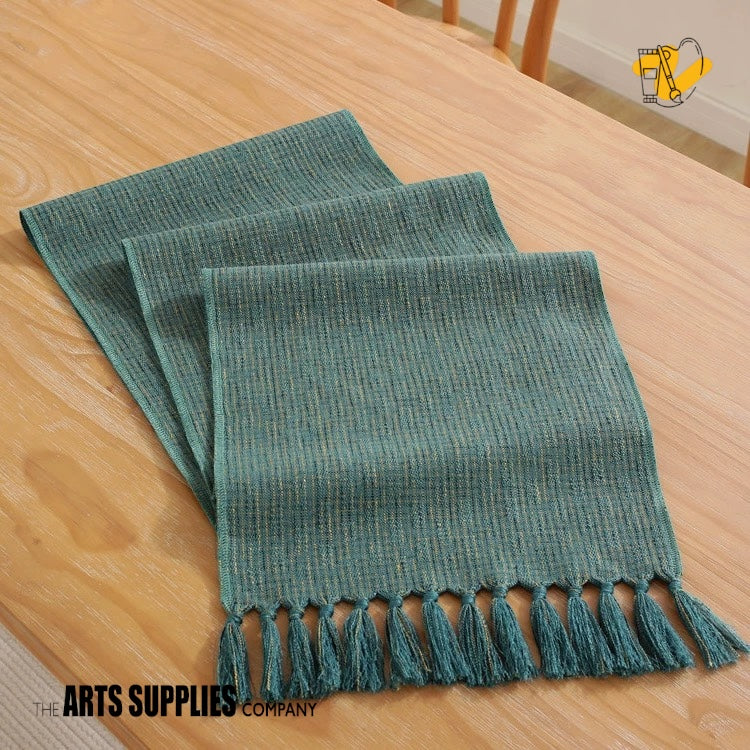 Linen/Cotton Blend Table Runner with Tassels