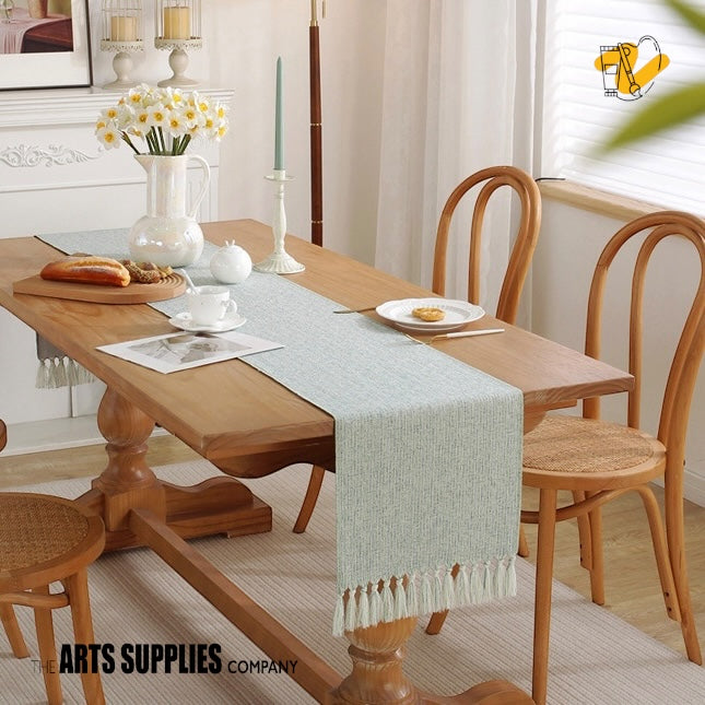 Linen/Cotton Blend Table Runner with Tassels