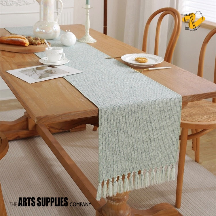 Linen/Cotton Blend Table Runner with Tassels