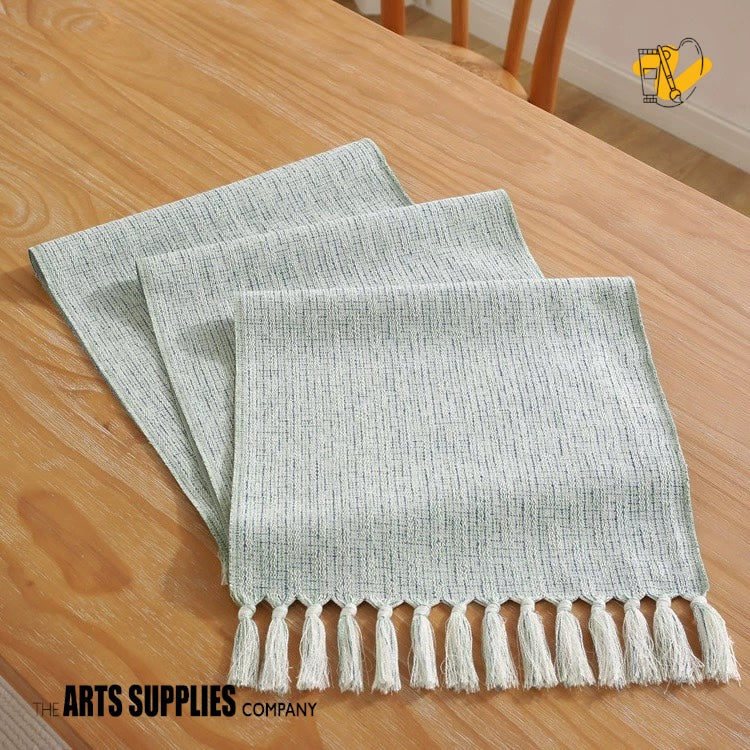 Linen/Cotton Blend Table Runner with Tassels