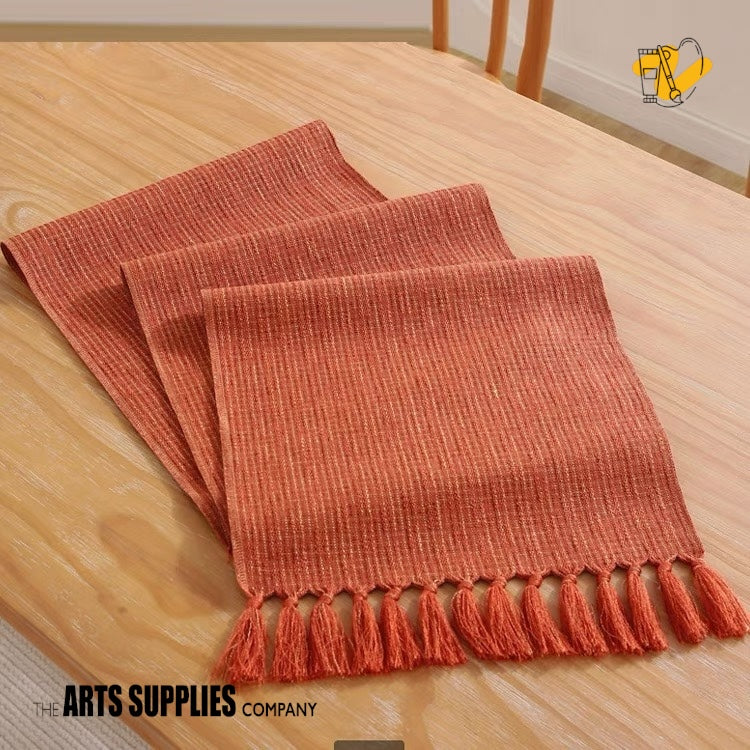 Linen/Cotton Blend Table Runner with Tassels