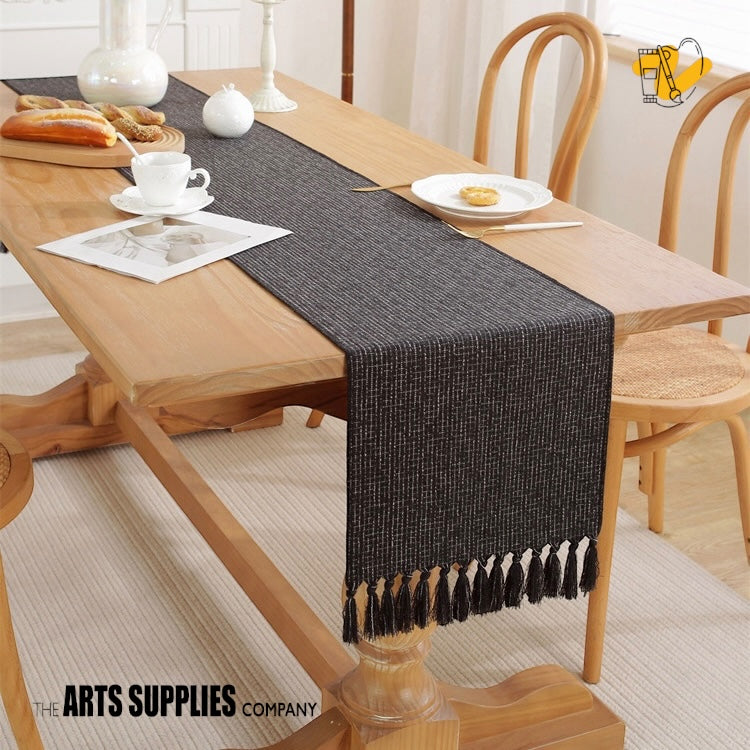 Linen/Cotton Blend Table Runner with Tassels