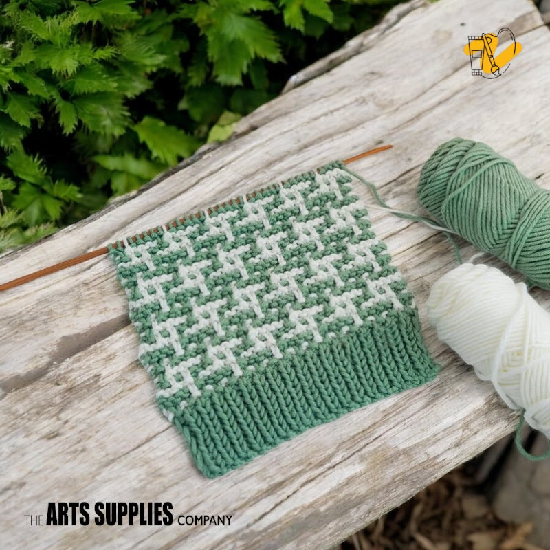 Knitting Kit | Houndstooth Scarf (10 Color Combinations)