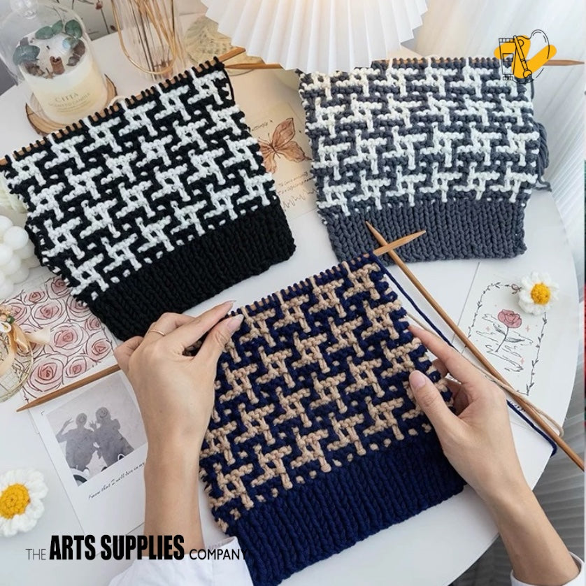 Knitting Kit | Houndstooth Scarf (10 Color Combinations)