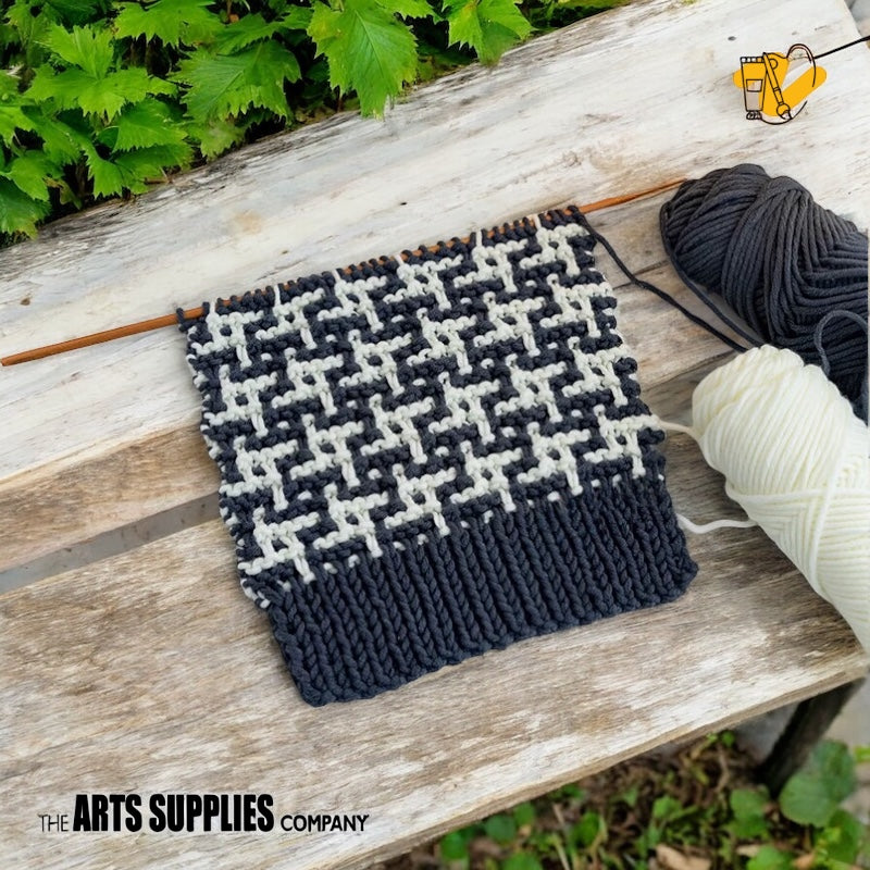 Knitting Kit | Houndstooth Scarf (10 Color Combinations)