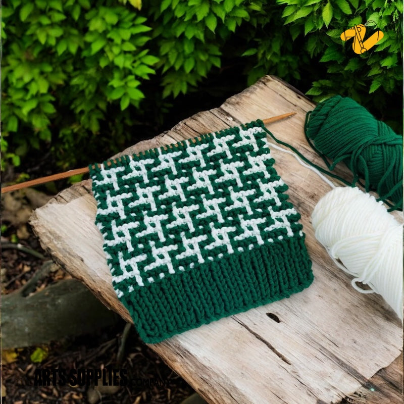 Knitting Kit | Houndstooth Scarf (10 Color Combinations)