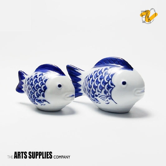 Blue-and-White Porcelain Fish Figurine (Set of 2)