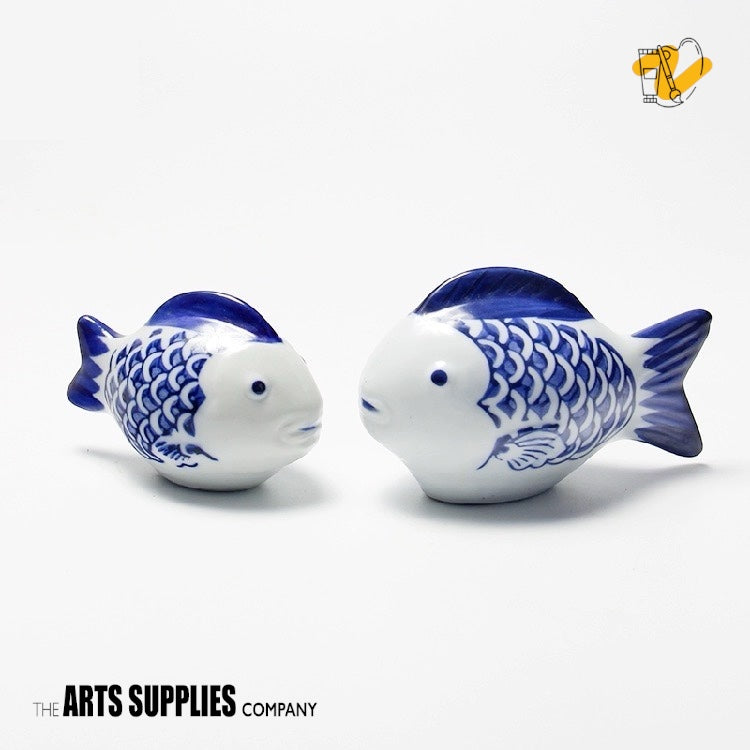 Blue-and-White Porcelain Fish Figurine (Set of 2)