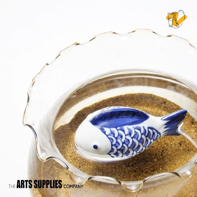 Blue-and-White Porcelain Fish Figurine (Set of 2)