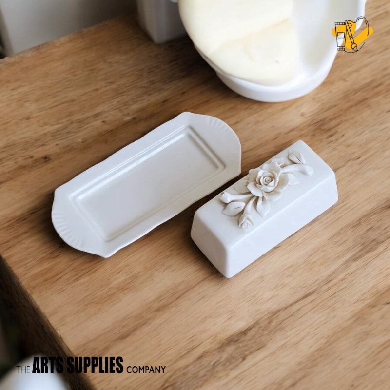 Handmade Sculpted Roses | Butter Dish with Cover