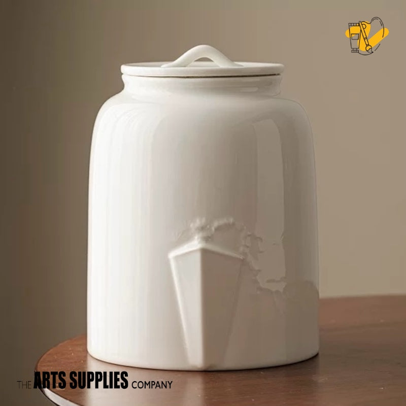 Blanc de Chine Airtight Storage Container with Embossed Flower (Small)