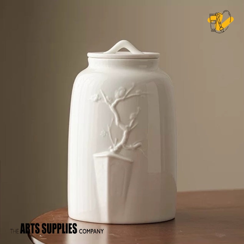 Blanc de Chine Airtight Storage Container with Embossed Flower (Small)