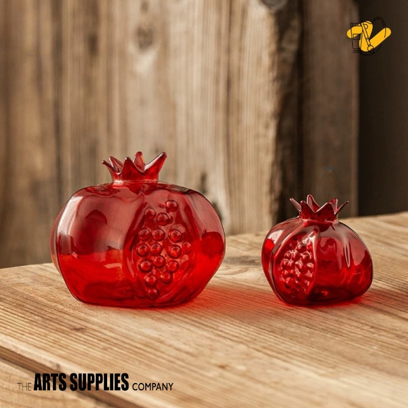 Hand Blown Glass Pomegranate Vase (Set of 2)