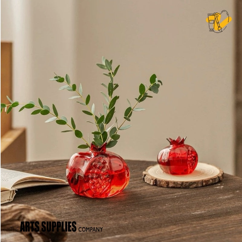 Hand Blown Glass Pomegranate Vase (Set of 2)