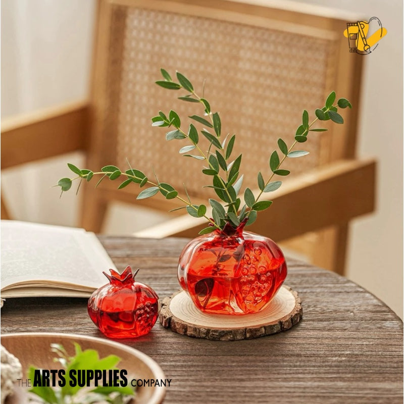 Hand Blown Glass Pomegranate Vase (Set of 2)