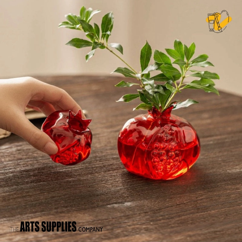 Hand Blown Glass Pomegranate Vase (Set of 2)