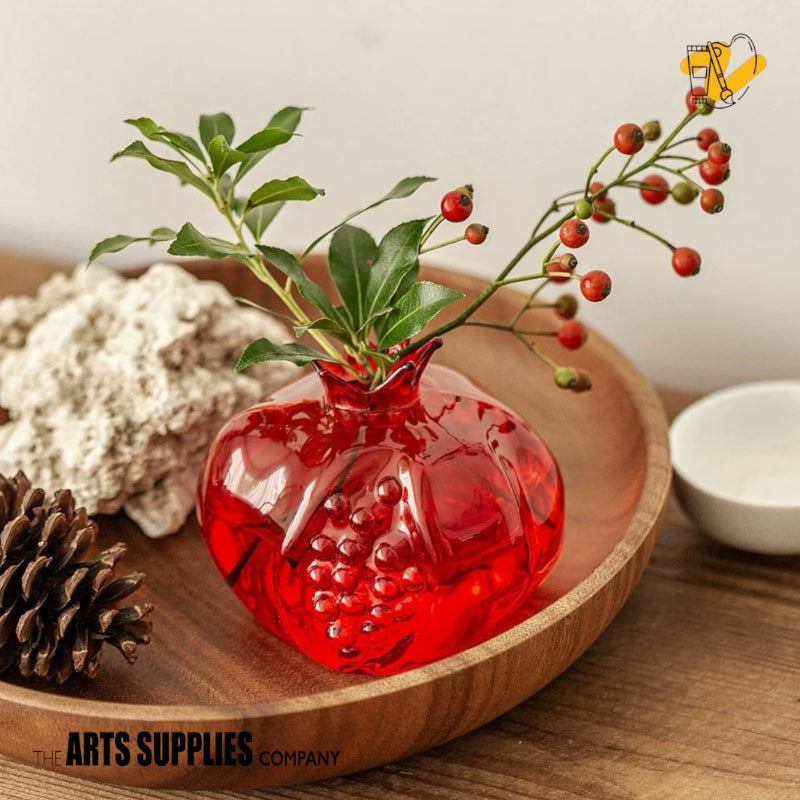 Hand Blown Glass Pomegranate Vase (Set of 2)