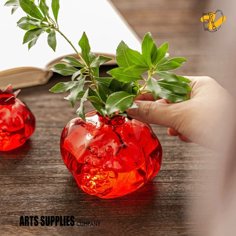 Hand Blown Glass Pomegranate Vase (Set of 2)