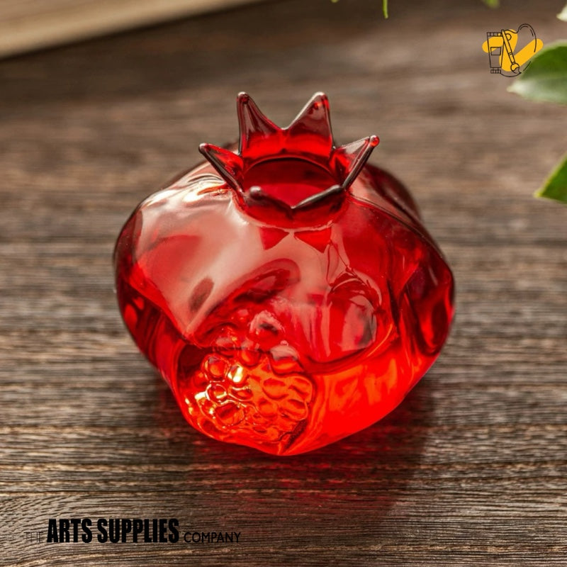 Hand Blown Glass Pomegranate Vase (Set of 2)