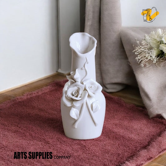 Handmade Sculpted Roses | Neck Vase with Hand Crafted Roses