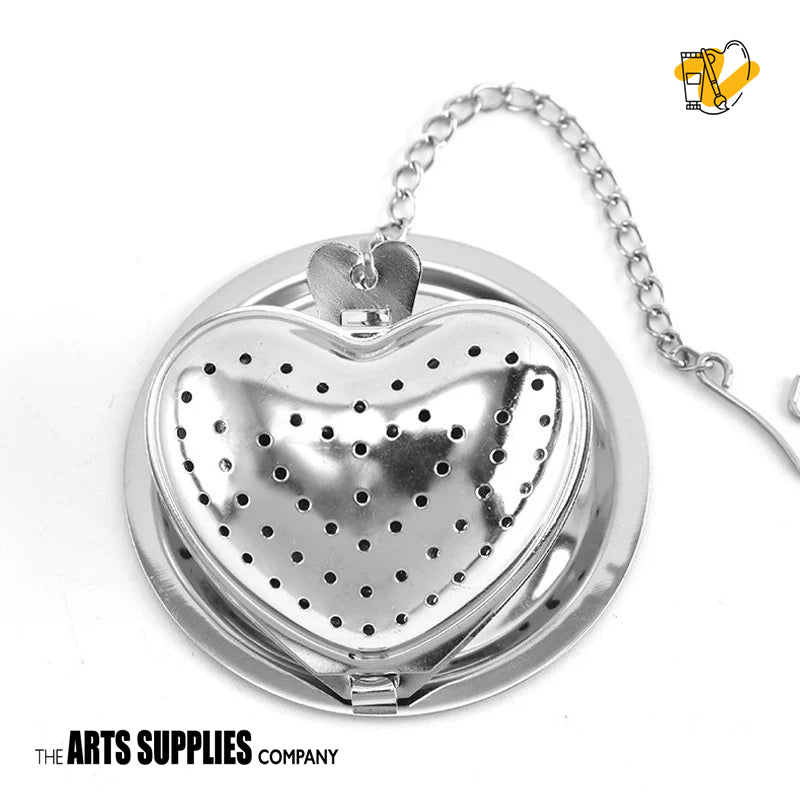 Stainless Steel Tea Infuser with Chain & Saucer (Silver)