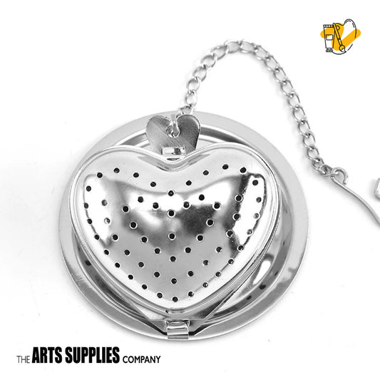 Stainless Steel Tea Infuser with Chain & Saucer (Silver)