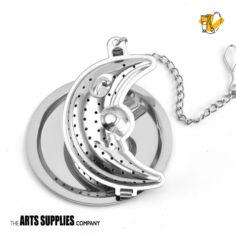 Stainless Steel Tea Infuser with Chain & Saucer (Silver)