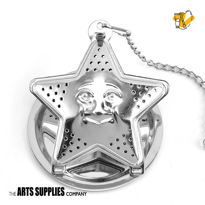 Stainless Steel Tea Infuser with Chain & Saucer (Silver)