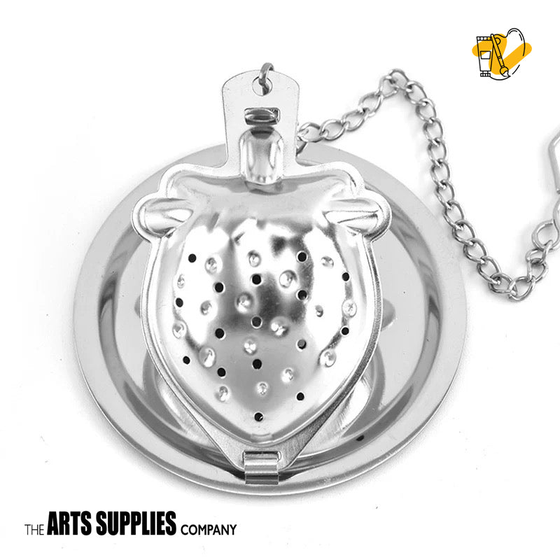 Stainless Steel Tea Infuser with Chain & Saucer (Silver)