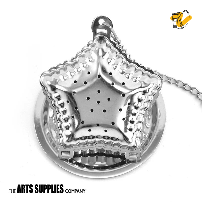 Stainless Steel Tea Infuser with Chain & Saucer (Silver)