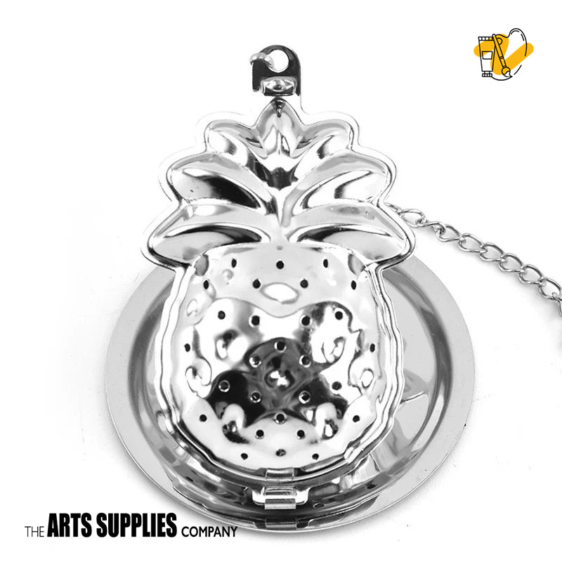 Stainless Steel Tea Infuser with Chain & Saucer (Silver)