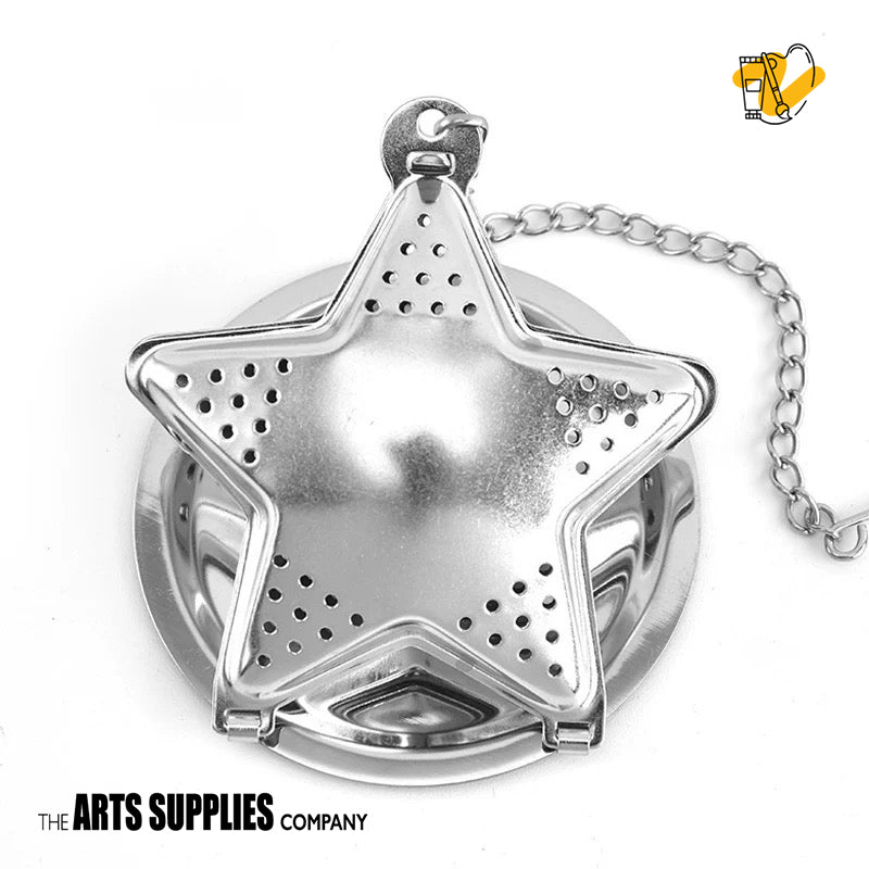 Stainless Steel Tea Infuser with Chain & Saucer (Silver)