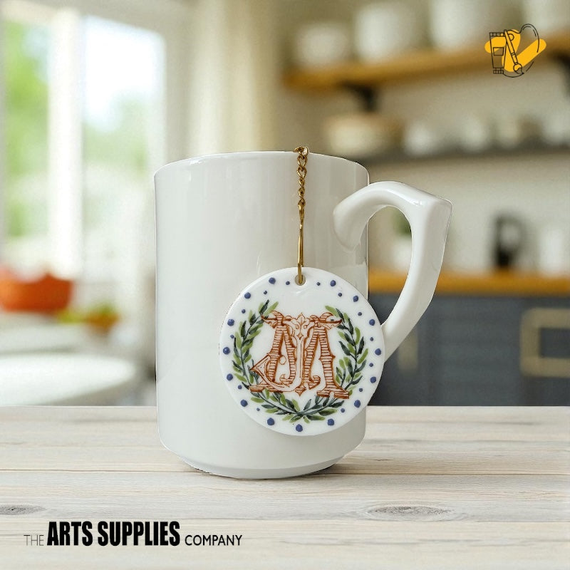 Stainless Steel Tea Infuser with Chain & Saucer (Gold)