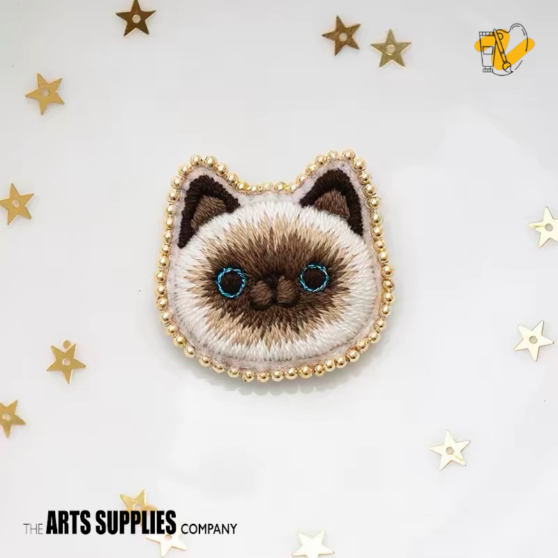 Embroidery Kit | Charming Cat Face Brooches