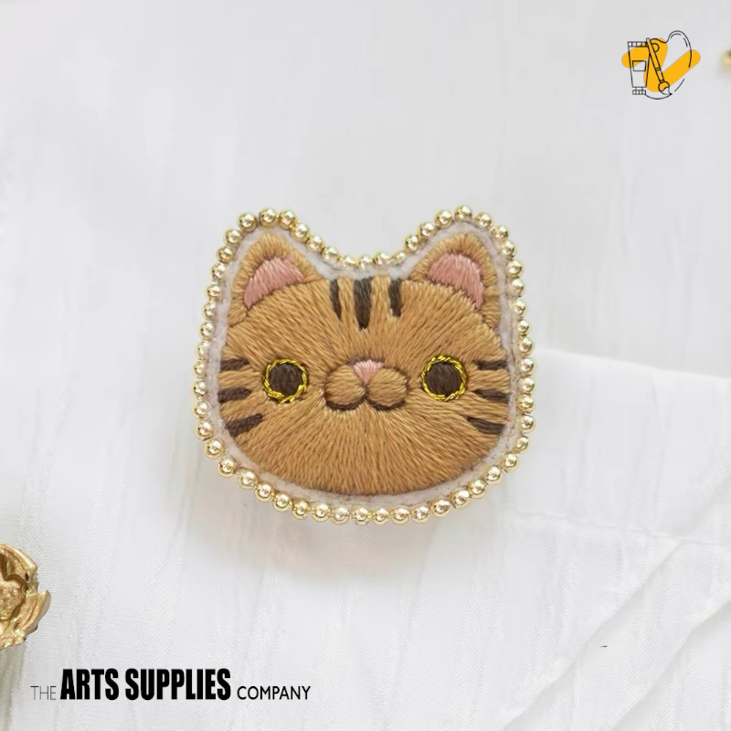 Embroidery Kit | Charming Cat Face Brooches