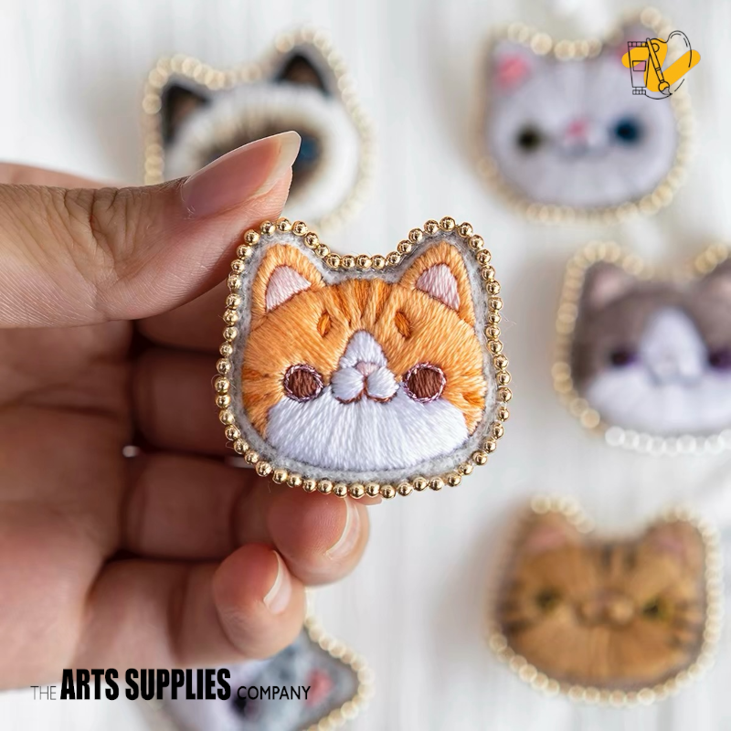 Embroidery Kit | Charming Cat Face Brooches