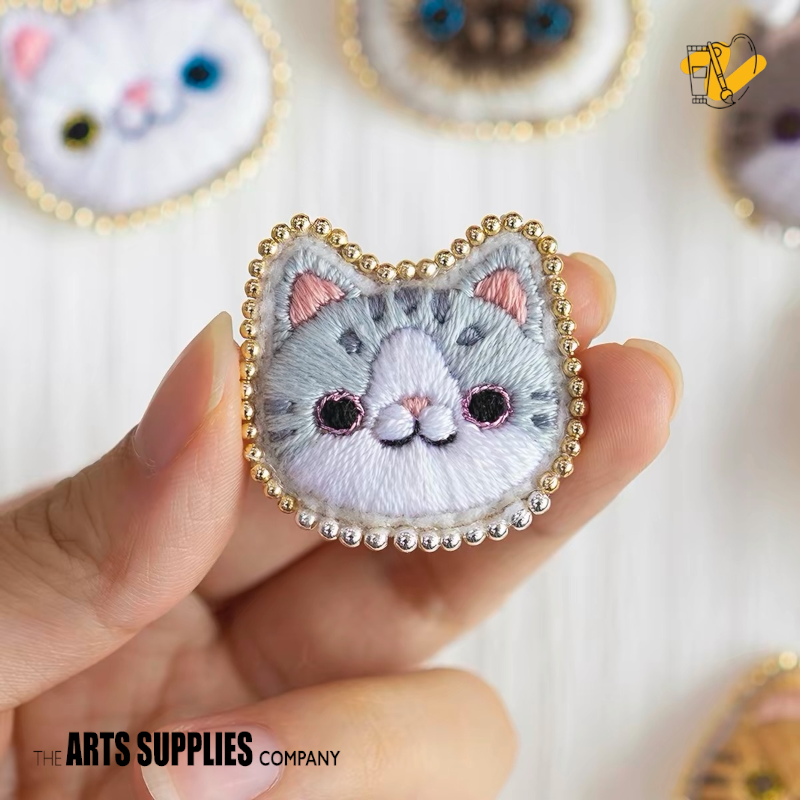 Embroidery Kit | Charming Cat Face Brooches