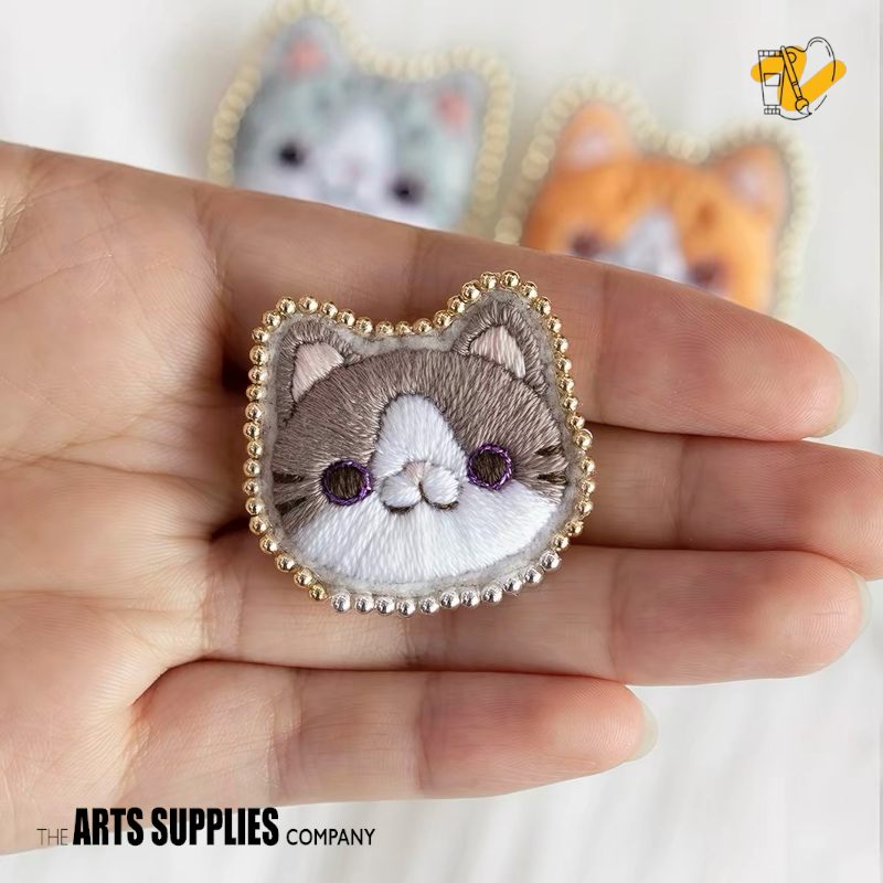 Embroidery Kit | Charming Cat Face Brooches
