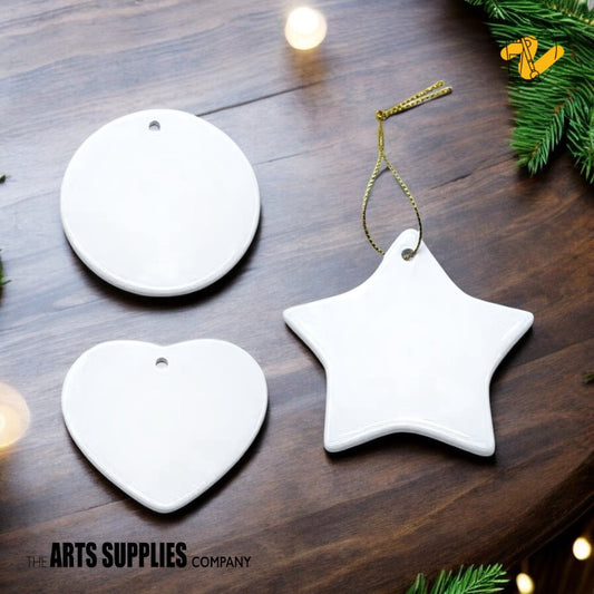 Christmas Disc Ornament (Glazed Double Sided) 50 Pieces