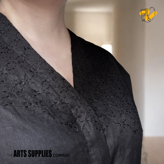 Sashiko Kit | Black on Black Linen Midi Dress